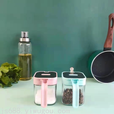 Seasoning Jar Seasoning Box with Spoon Condiment Dispenser Kitchen Supplies