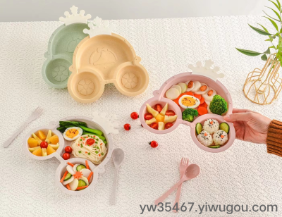 L28-9120 AIRSUN Wheat Straw Cartoon Children's Tableware Set Cute Cartoon Baby Food Supplement Plate