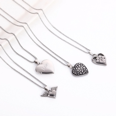 2021 New Geometric Heart-Shaped Necklace Pendant Personality Fashion Stainless Steel Necklace and Pendant Trendy Jewelry in Stock