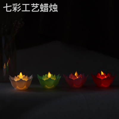 LED Electronic Lotus Candle Light Swing Shaking Flame Wedding Restaurant Light Decoration Double-Layer Buddha Worship Blessing Lamp