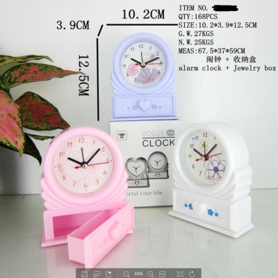 Simple Lazy Student Creativity round Jewelry Box Small Desk Clock Desk Bedside Fashion Little Alarm Clock Gift Wholesale