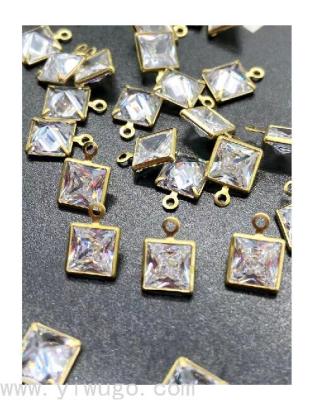 Square Zircon Copper Parts Earrings Necklace Ornament AAAA High Quality Real Zirconium Manicure Shoes Clothing DIY Accessories Super Flash