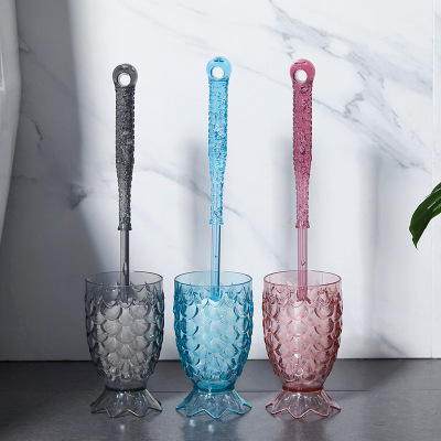 Creative Simple Pineapple Seat Brush Household Toilet Cleaning Toilet Cleaning Brush Bathroom Transparent Crystal Toilet Brush Set