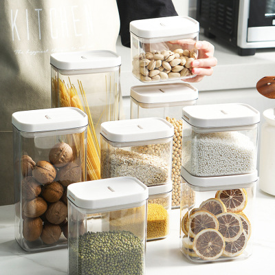Household Cereals Storage Box Transparent Sealed Plastic Cans Kitchen Spice Food Grade Nut Tea Storage Jar