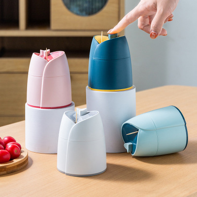 Plastic Toothpick Container Portable Automatic Pressing Toothpick Box Household Living Room Toothpick Bottle Toothpick Tin