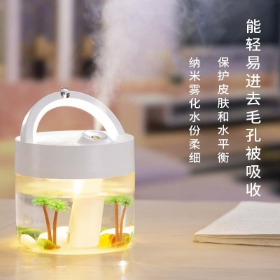 Cross-Border Portable 1L Large Capacity Office Household Desk Humidifier USB Charging Night Light Exposed Humidifier