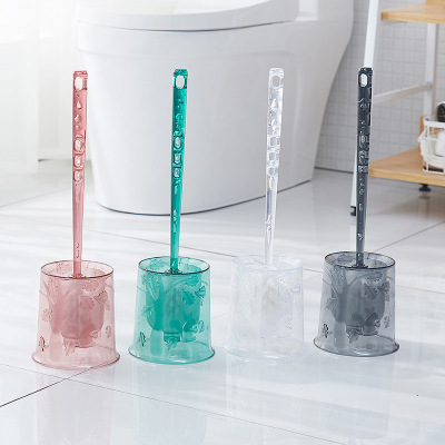 Transparent Crystal Toilet with Base Set Toilet Brush Long Handle Toilet Brush Cleaning Toilet Soft Brush