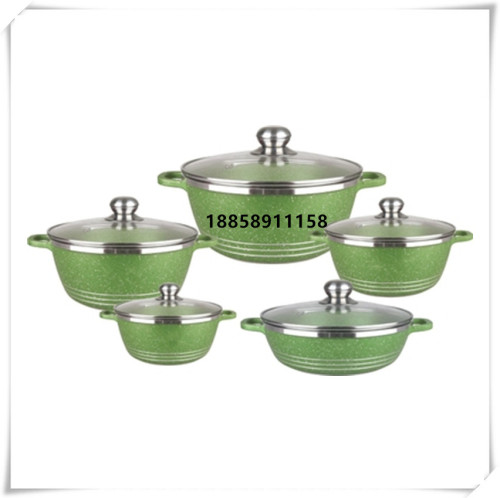 Die Casting Aluminum Pot Household 10 PCs Set Non-Stick Pot Set Full Glass Cover 10-Piece Aluminum Pot Set Kitchen Supplies Wholesale