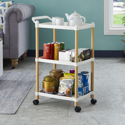 Household Living Room Floor-Standing Multi-Layer Storage Rack Bedroom Rotating Wheel Trolley Sundries Storage Rack