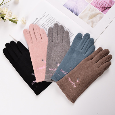 New Men's and Women's Outdoor Riding Gloves Warm Autumn and Winter Touch Screen Split Finger plus Velvet Gloves Factory Wholesale