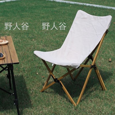Camping Chair Outdoor Canvas Folding Chair Portable Beech Chair Camping Sketch Leisure Chair Camping Self-Driving Stool