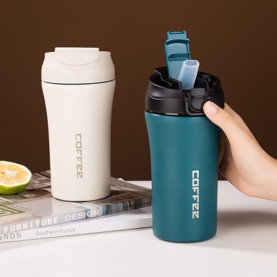 New Stainless Steel Double Drink Cup in-Car Thermos Portable Coffee Cup Creative Thermal Mug Car Water Cup Wholesale