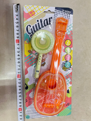 New Children's round Fruit Ukulele + Whistle Swinging Drum Toy Suction Board Packaging