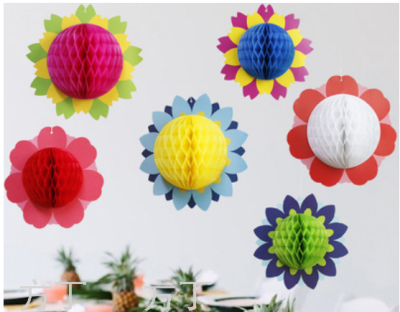Summer Theme Party Decoration Flower Honeycomb Ball Hawaiian Summer Party Decoration Honeycomb Hanging Ornament