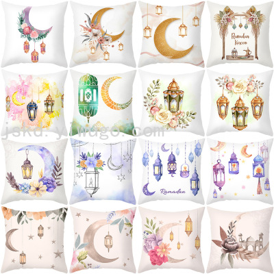 Amazon Home Pillow Cover Golden Moon Peach Peel Printing Living Room Sofa Cushion Cover Bedroom Cushion Cross-Border