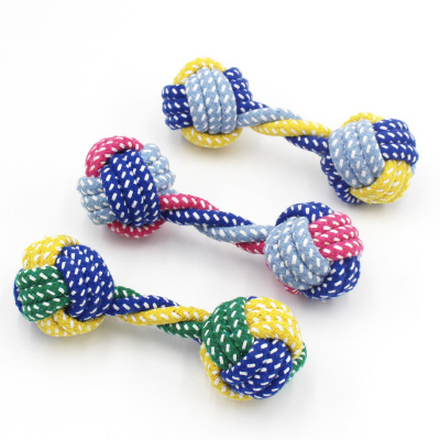 Dogs and Cats Toy Pet Candy Color Cotton String Dumbbell Dog Chewing Rope Wear-Resistant Clean Tooth Rope Ball of Cotton Rope Pet Supplies