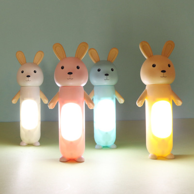 Cartoon Bunny Small Night Lamp Electric Fan Children Student Handheld Electric Fan Toy Gift