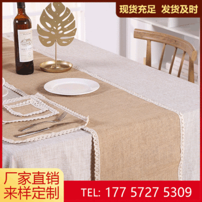 [Jute Table Runner] European-Style North American Wedding Party Christmas Tablecloth Burlap Roll Customizable