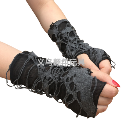 Halloween Gloves Beggar Black Ripped Gloves Punk Dark Gloves Cosplay Fashion Accessories Gloves