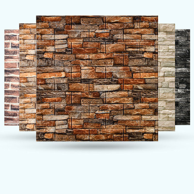 Vintage Brick Pattern Wall Sticker Self-Adhesive Wallpaper 3D Background Wall Home Interior Wall Decoration Factory Wholesale