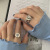 South Korea Dongdaemun Special-Interest Design Heart Vintage Distressed Shiny Diamond Ring Ins Women's All-Match Affordable Luxury Fashion Ring