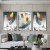 Factory Hot Sale Light Luxury Feather Pattern Living Room Sofa Background Decorative Painting Modern Hotel Hall Triptych