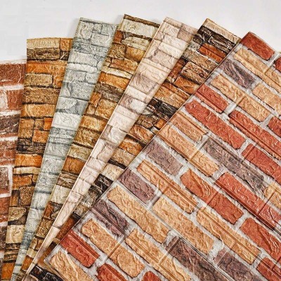 Factory Wholesale Vintage Brick Grain Wall Sticker Self-Adhesive Wallpaper 3D Wall Sticker Home Indoor Wall Decoration