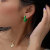 European and American Enamel Green Triangle Eardrop Earring Female Niche High Sense Light Luxury and Simplicity Ear Studs Unique Earrings