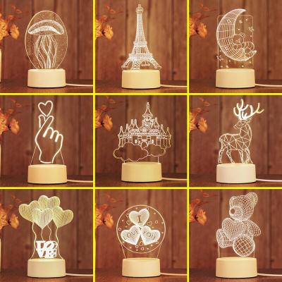 Internet Hot 3D Small Night Lamp Children's Bedroom Plug-in LED Lighting Acrylic Gift Moon Light Foreign Trade Table Lamp