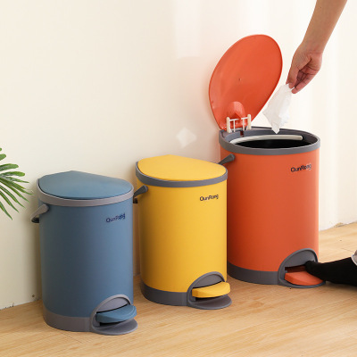 Plastic Pedal Trash Can Household Foot Step Slow down Wastebasket Large with Lid Living Room and Kitchen Toilet Bin