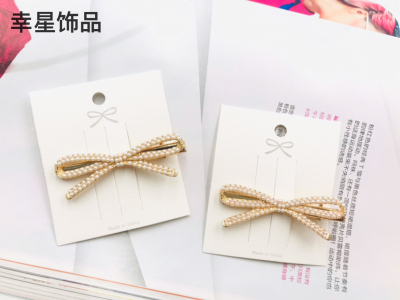 Korean Style Lady Bow Pearl Duckbilled Hair Clip Ins Instafamous Elegance Hairpin Hair Ornaments Headdress
