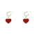 Red Retro Love Heart Earrings Korean Graceful Online Influencer Fashion Ins Simple Cold Style Earrings Earrings for Women