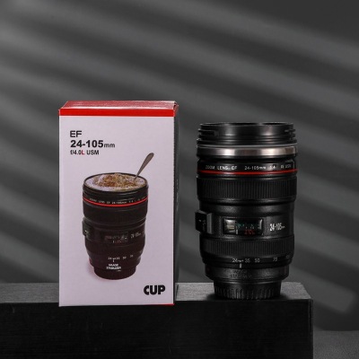 Simulation 24-105 Five Generation SLR Camera Lens Coffee Cup Mug Creative Stainless Steel Coffee Cup