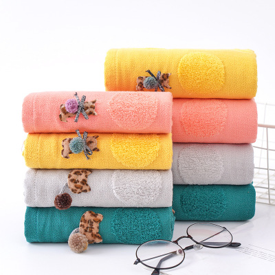 Cat Edge Series Combed Cotton Towel Face Washing Towel Bath Household Adult Thickened Soft Absorbent Square Towel Bath Towel Wholesale