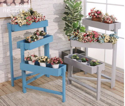 American Country High-Profile Figure Mild Luxury Retro Folding Flower Rack Living Room Multi-Layer Floor Storage Rack