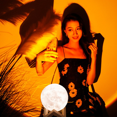 Internet Celebrity Moon Light Sunset Lights Never Fall Projection Lamp Bedroom Small Night Lamp USB Charging Sunset Moon Light