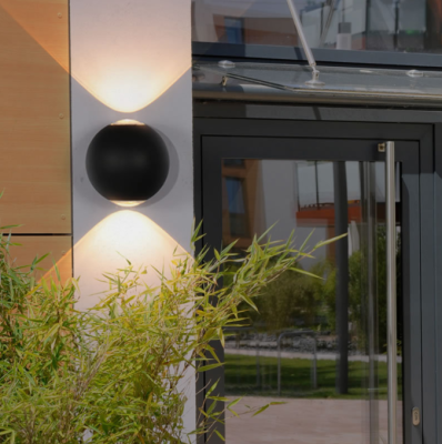 [Spherical Wall Lamp] Outdoor Waterproof LED Wall Lamp Black and White Corridor Spherical Lighting Stair Aisle Balcony Terrace Spotlight Ambience Light
