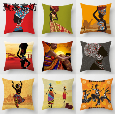 African Indian Beauty Waist Pillow Short Plush Sofa Cushion Office Sofas Pillow Back Seat Cushion Pillow Cover H