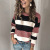 2020wish Autumn and Winter Amazon European and American Women's Clothing Contrast Color Striped Sweater Pullover Loose-Fitting Women's New Sweater