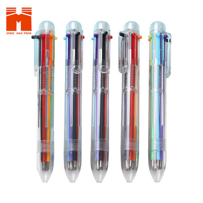 Six-Color Ballpoint Pen 6 Colors in Stock Advertising Marker Plastic Pressing Pen