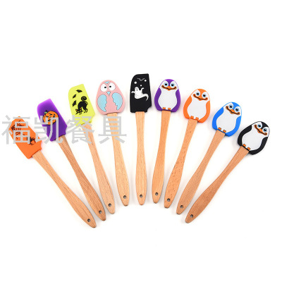 Hot Sale Silicone Spatulas Baking Beauty Spatula Wooden Handle Easter Design For Kitchen Baking Tools