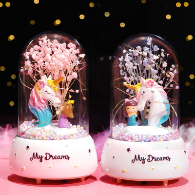 Baishun Creative Rainbow Unicorn Girl Star Light Ambience Light Music Light Two-Gear Switching Children's Day Gift