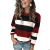 2020wish Autumn and Winter Amazon European and American Women's Clothing Contrast Color Striped Sweater Pullover Loose-Fitting Women's New Sweater