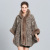 1400 European and American Autumn and Winter New Hooded Shawl Cape Women's Imitation Fox Fur Collar All-Matching Woolen Coat Factory Direct Sales
