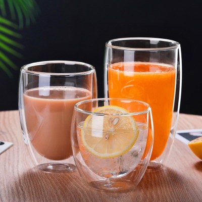 Wholesale Thickened Double Layer Glass Cup Egg-Shaped Cup Heat Insulation Household Coffee Cup Cup Juice Cup Milk Cup