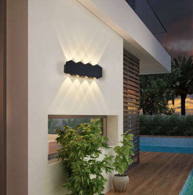 [Wave Type Wall Lamp] LED Outdoor Wall Lamp Courtyard Door Post Garden Balcony Lights Simple Aluminum Wall Lamps