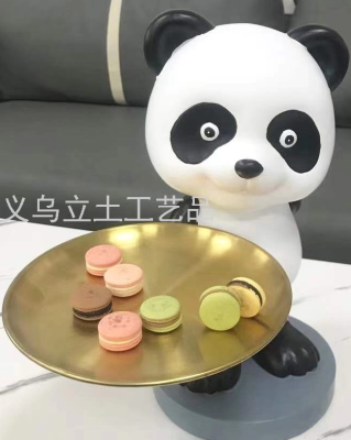 Gao Bo Decorated Home Living Room Entrance Giant Panda Crafts Decoration Snack Fruit Plate Model Room Study Decoration