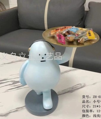 Gao Bo Decorated Home Living Room Entrance Light Blue Crafts Decoration Snack Fruit Plate Model Room Study Decoration