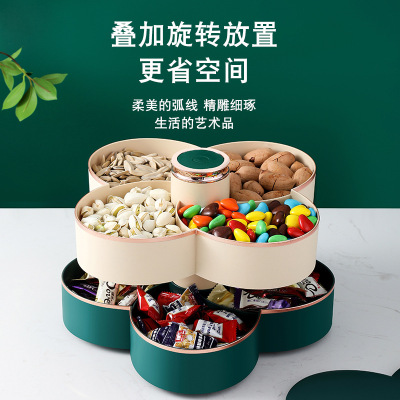 Affordable Luxury Style Living Room Covered Compartment Candy Box Sealed Fruit Plate Nuts Dried Fruit Tray Candy Plate Double Layer Dried Fruit Box