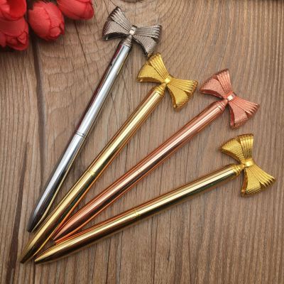 Spot Cute Bow Metal Pen Bow Metal Ball Point Pen Advertising Marker Customizable Logo